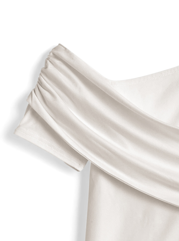 ドレープカシュクールワンショルダートップス