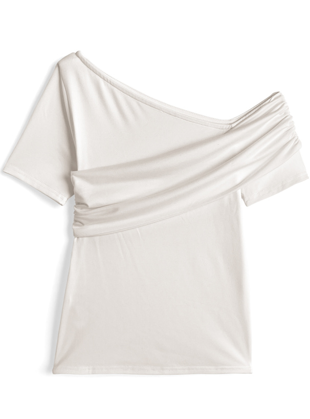 ドレープカシュクールワンショルダートップス