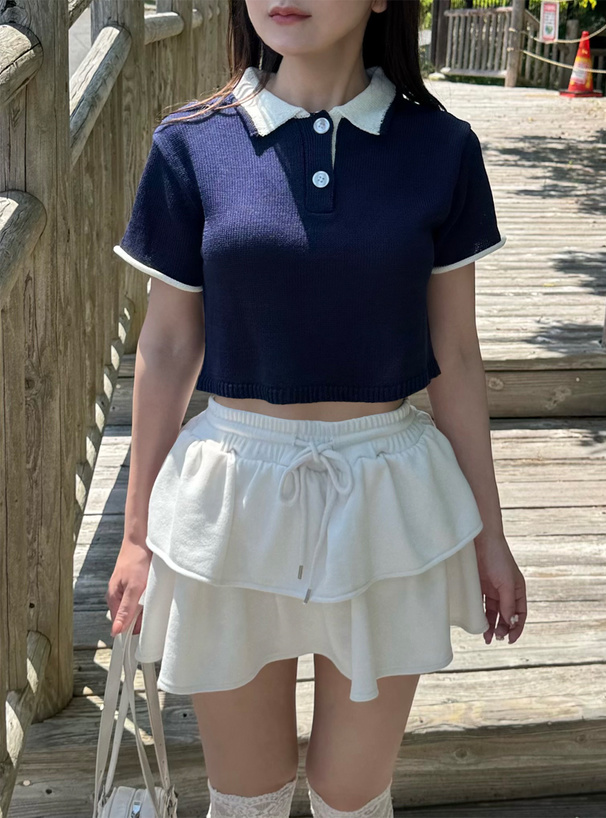 配色ポロニットトップス[an1776] | レディースファッション通販の