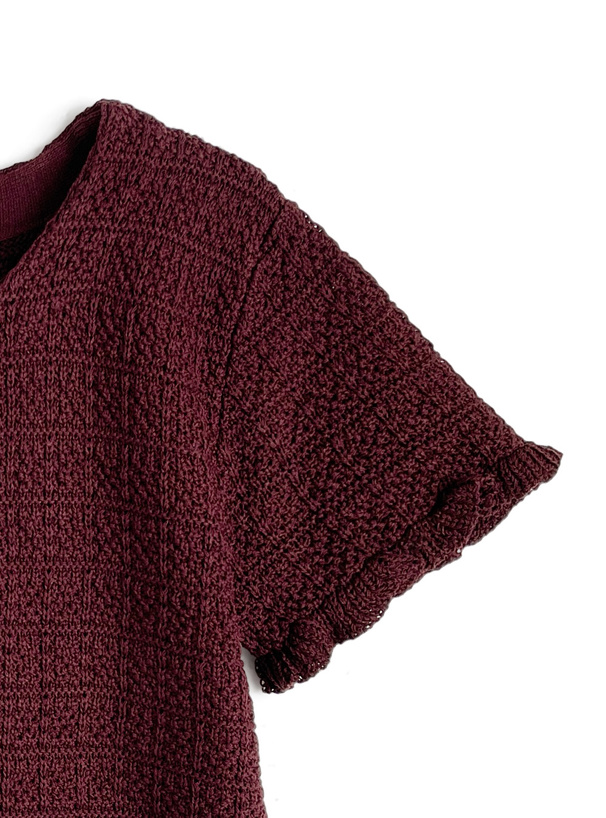 ゴールドボタンフリルニットカーディガン