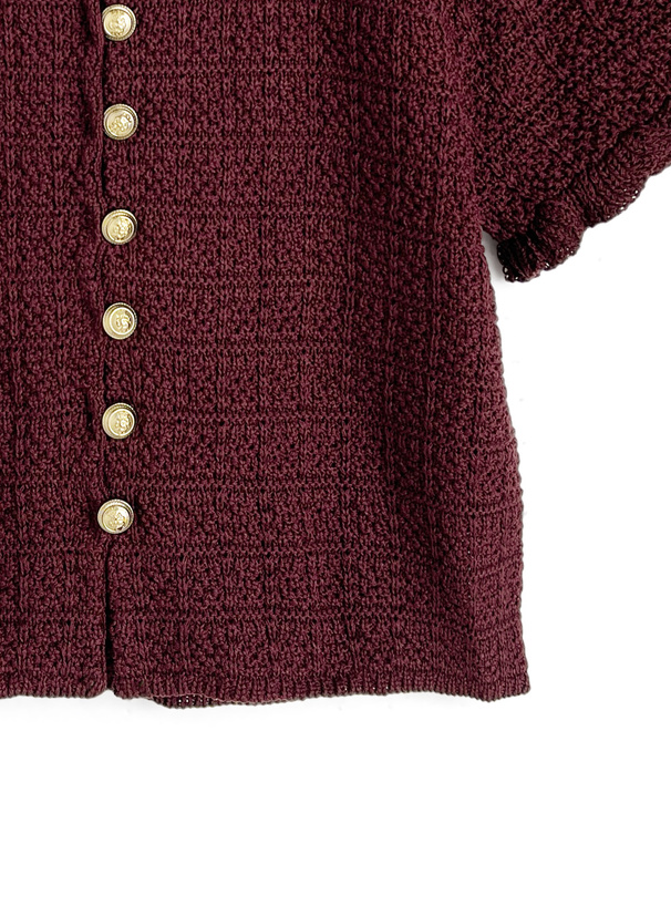 ゴールドボタンフリルニットカーディガン