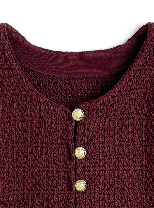 ゴールドボタンフリルニットカーディガン