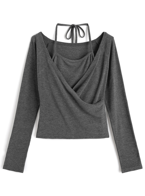 ホルターネックカシュクールトップス