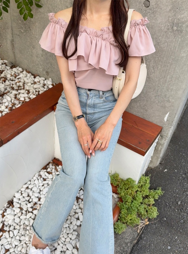 クロスフリルオフショルダーブラウス[an1794] | レディース