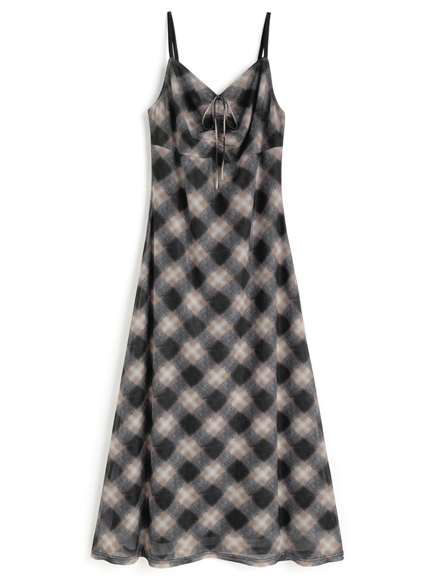 エムズグレイシー リボンチェック柄 ジャガード ワンピース 38 M'S GRACY エムズグレイシー ワンピース リボン ニット