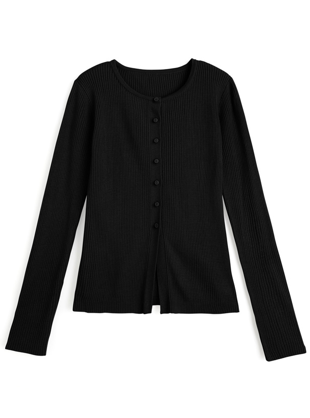 ラウンドネックリブニットカーディガン