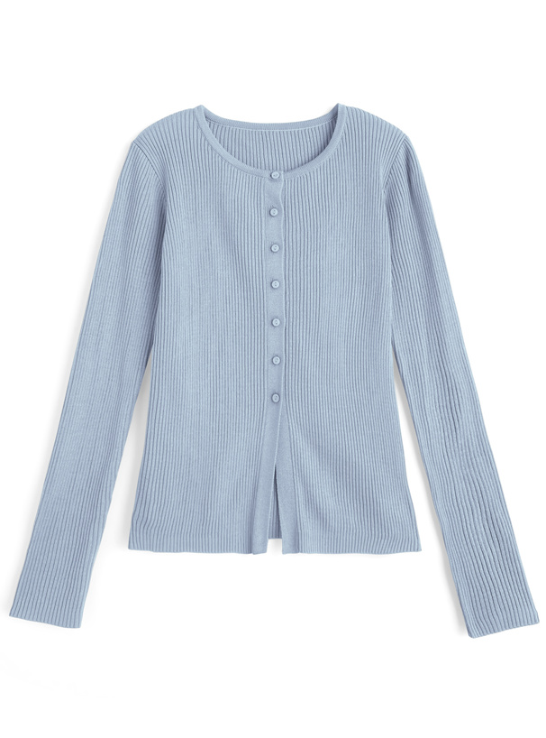 ラウンドネックリブニットカーディガン