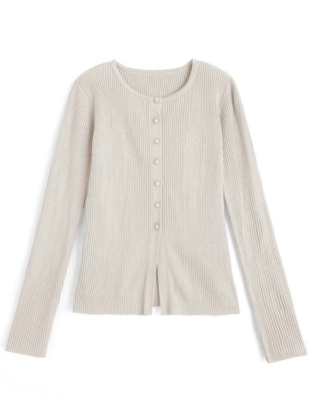 ラウンドネックリブニットカーディガン