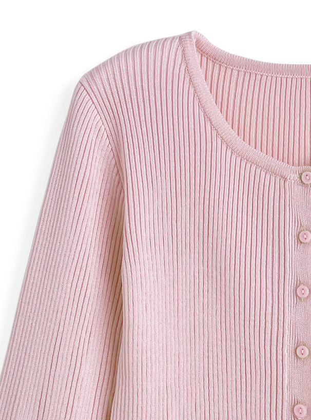 ラウンドネックリブニットカーディガン