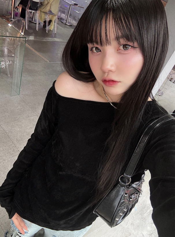 シアーベロアワンショルダートップス