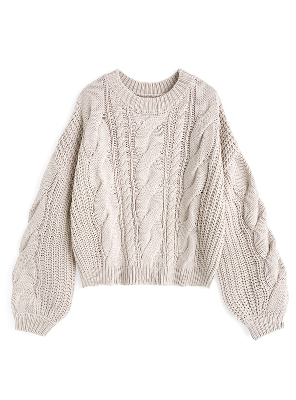 ケーブル編みワイドネックニットトップス[an1809]