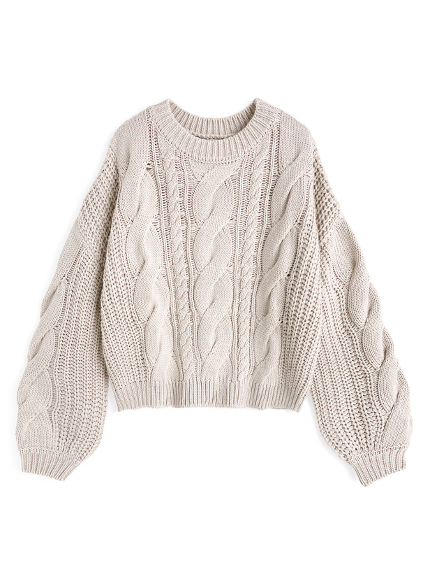 ケーブル編みワイドネックニットトップス[an1809] | レディース