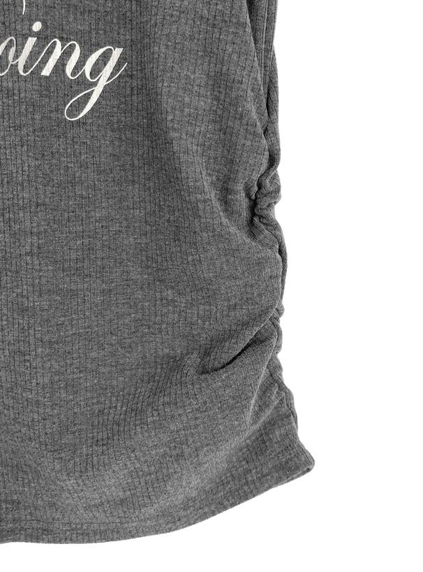 レースリボンロゴプリントトップス