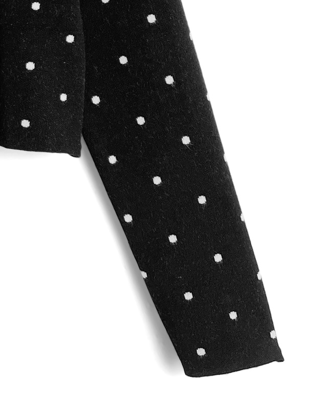 ドット柄ショート丈ニットカーディガン