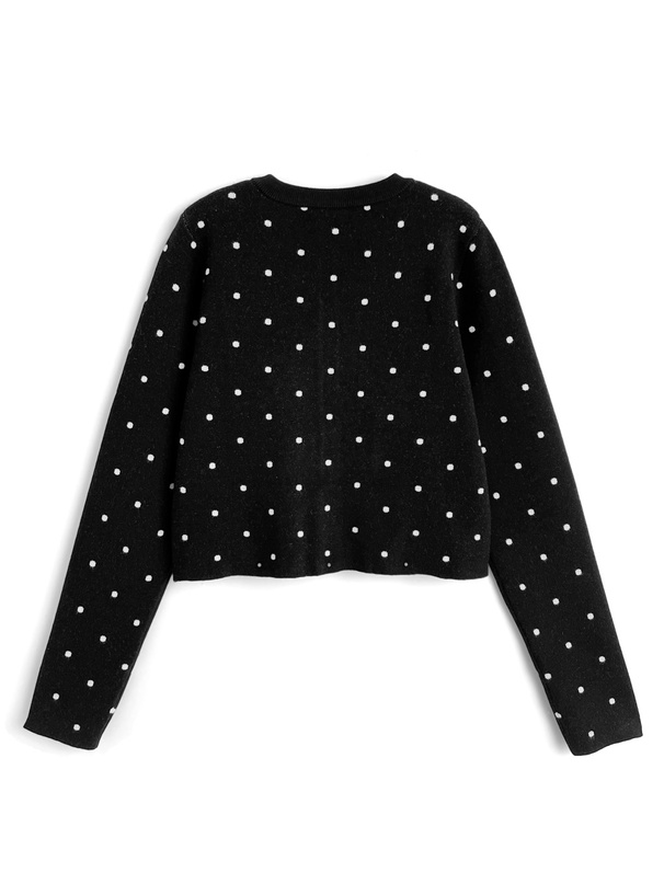 ドット柄ショート丈ニットカーディガン