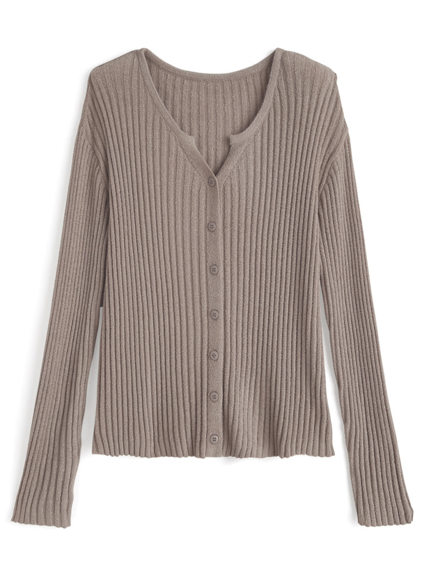 キーネックワイドリブニットカーディガン