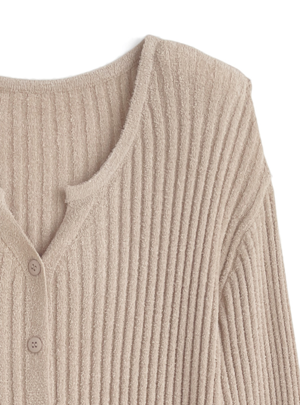 キーネックワイドリブニットカーディガン