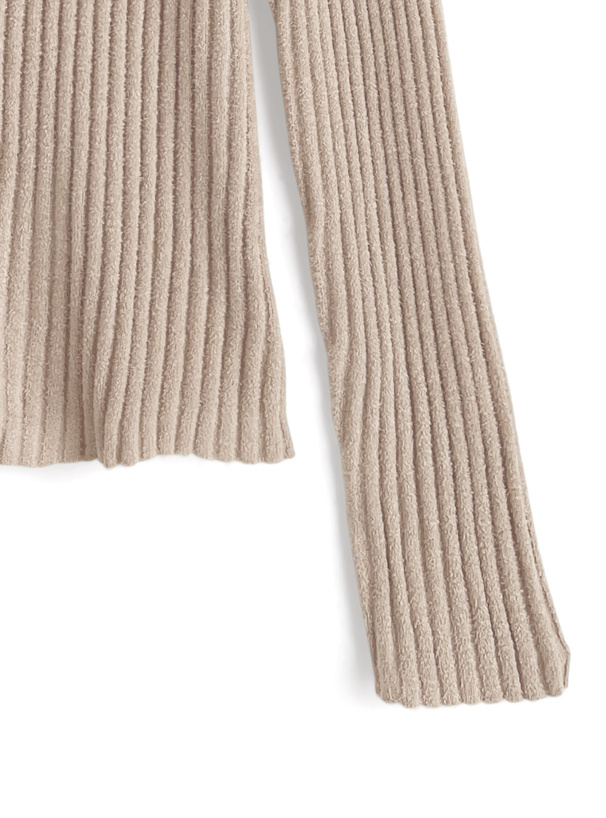 キーネックワイドリブニットカーディガン