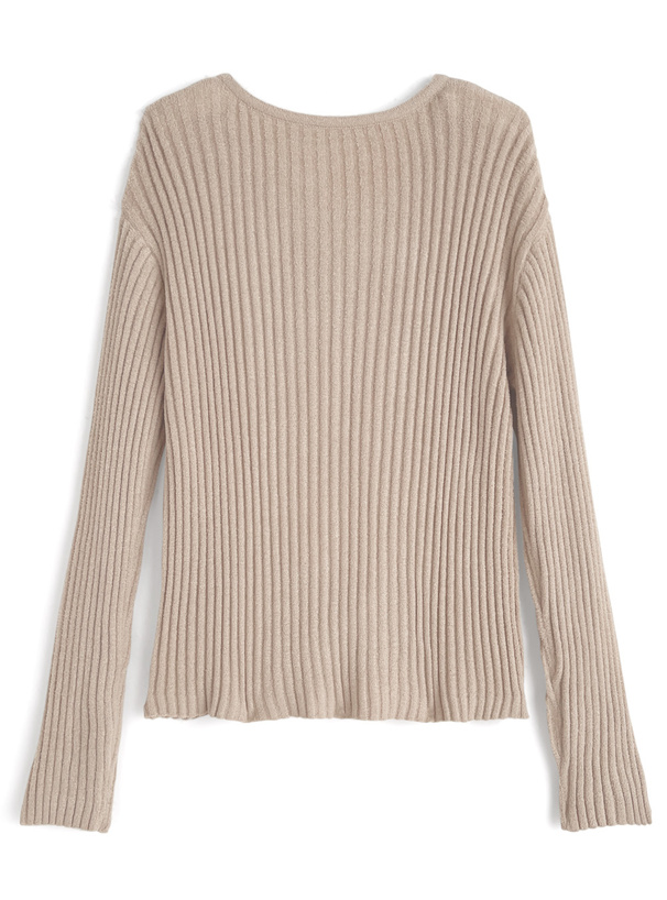 キーネックワイドリブニットカーディガン