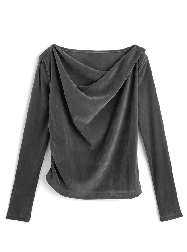 シアーベロアドレープトップス