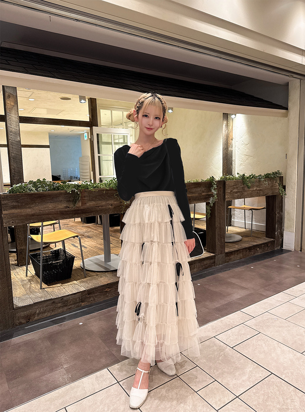 シアーベロアドレープトップス