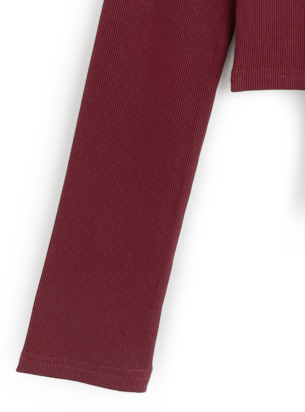 タイ付きギャザーリブトップス