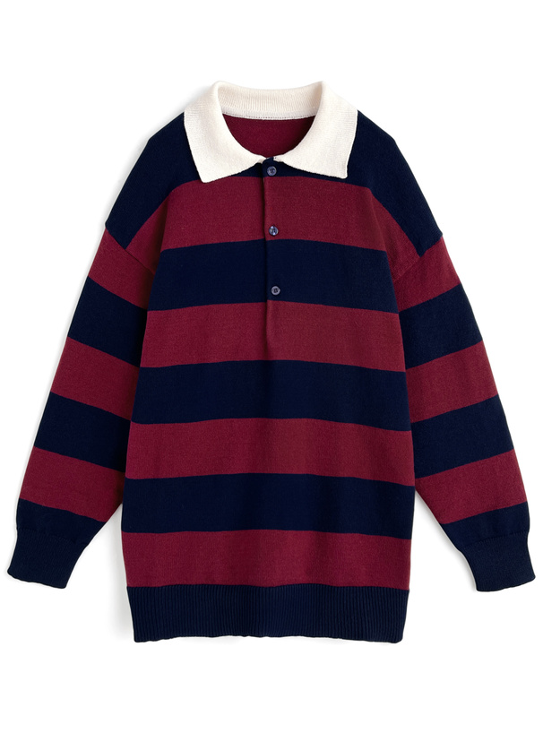 ボーダー柄ポロニットトップス[an1820] | レディースファッション通販