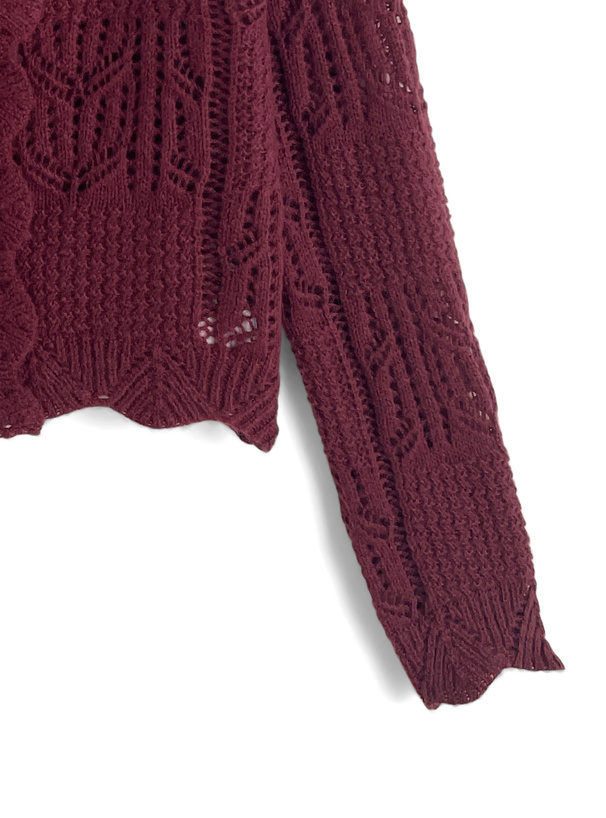 透かし編みフリルニットカーディガン