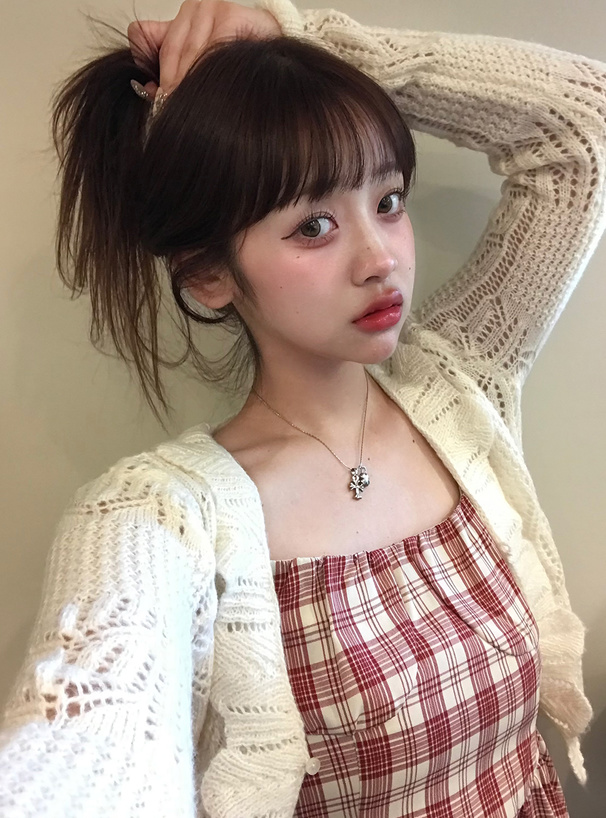 透かし編みフリルニットカーディガン