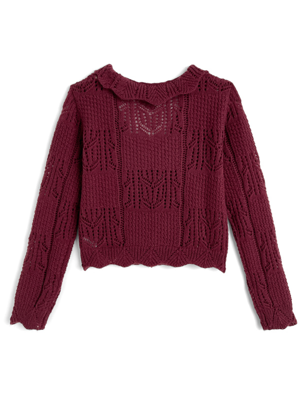 透かし編みフリルニットカーディガン