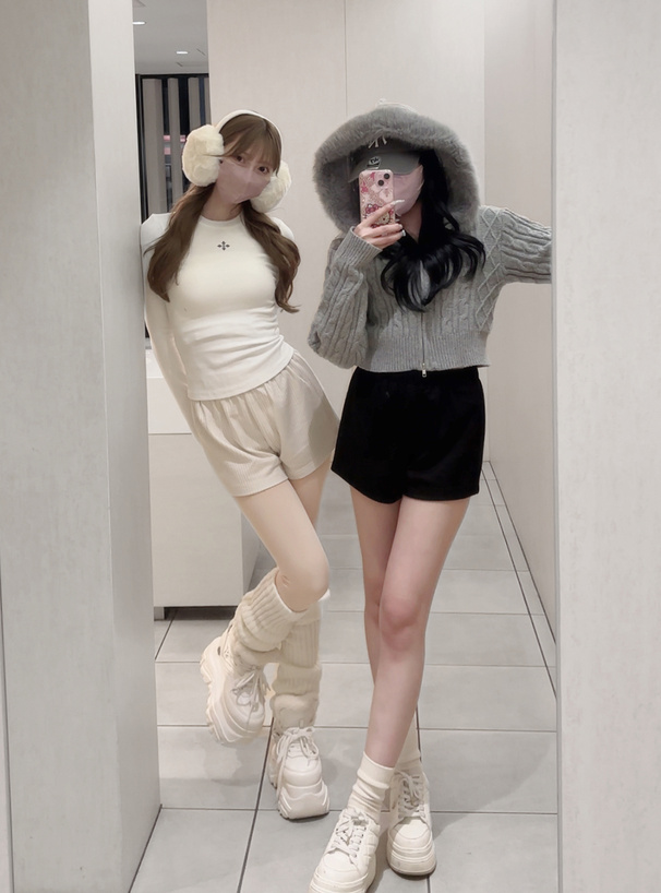 リブショートパンツ