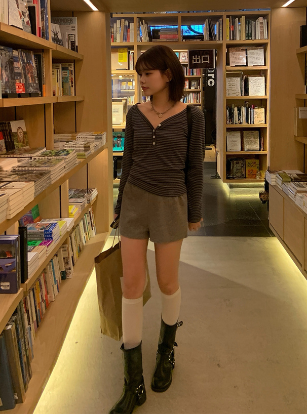 リブショートパンツ