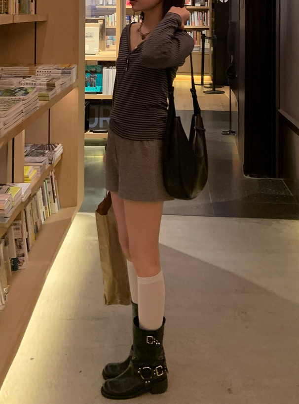 リブショートパンツ