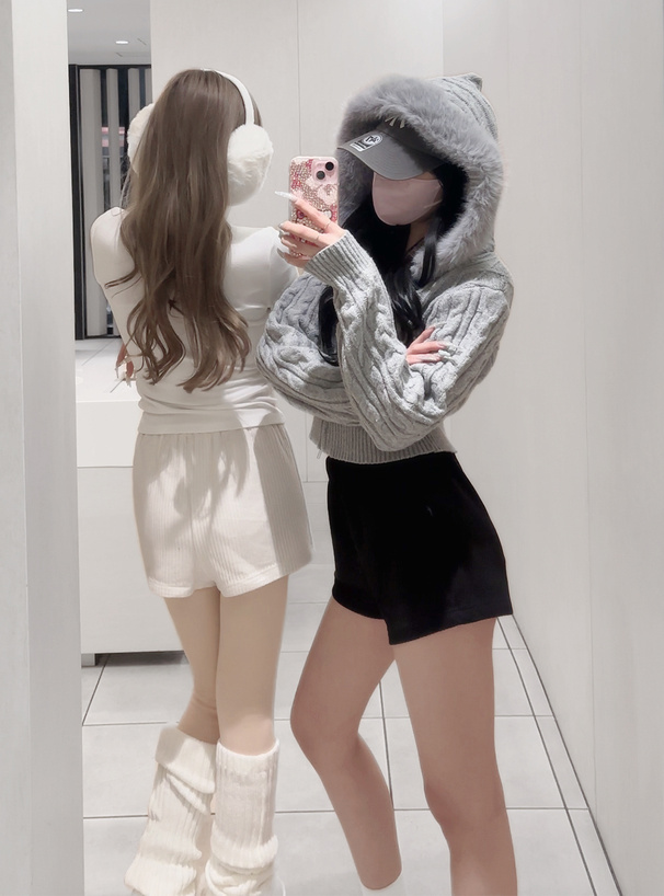 リブショートパンツ