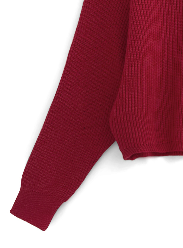 ハーブジップショート丈ニットトップス