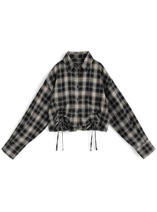 チェック柄ドロストショート丈シャツ[an1830]