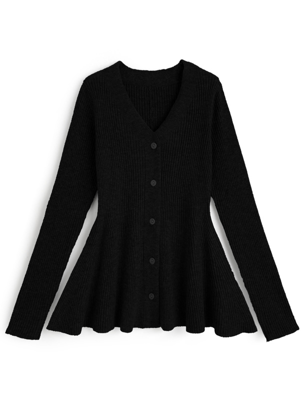 Vネックペプラムリブニットカーディガン[an1832] | レディース