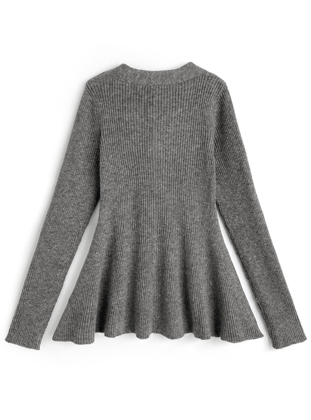 Vネックペプラムリブニットカーディガン[an1832] | レディース