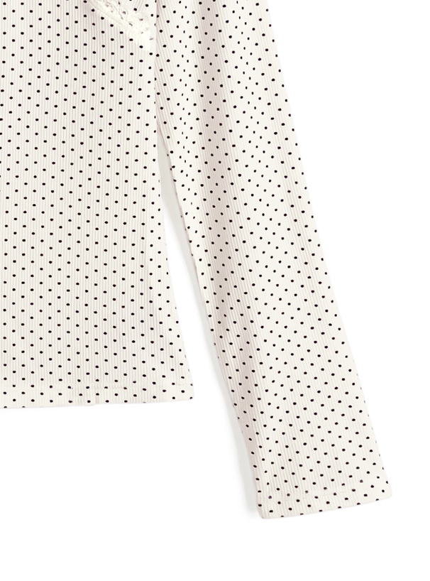 ドット柄Vネックレーストップス[an1833] | レディースファッション通販