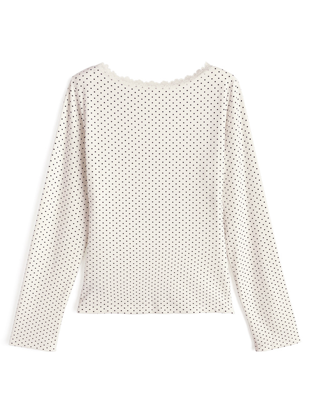 ドット柄Vネックレーストップス[an1833] | レディースファッション通販