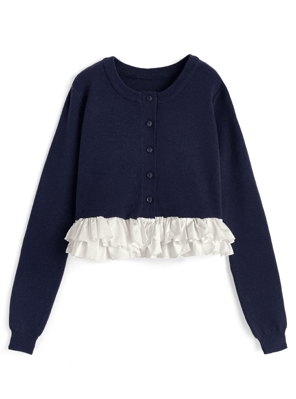 フリルキャミドッキングニット ナチュラルビューティーベーシック NATURAL BEAUTY BASIC フリルトリム