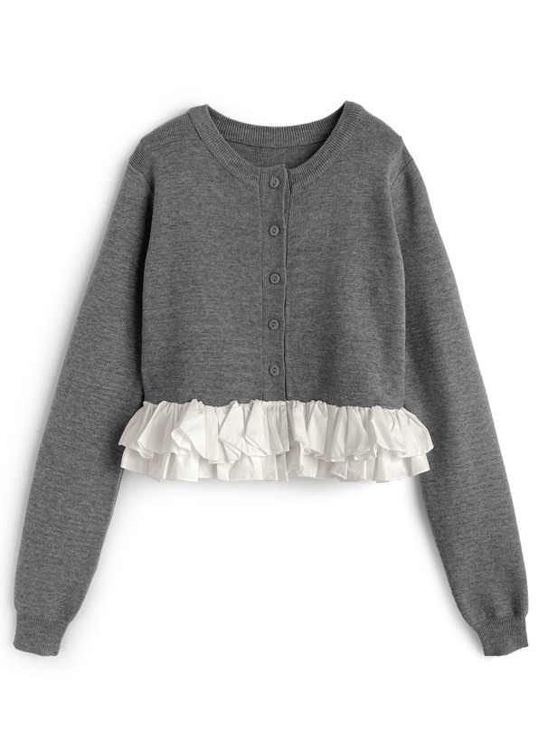 フリルドッキングニットカーディガン