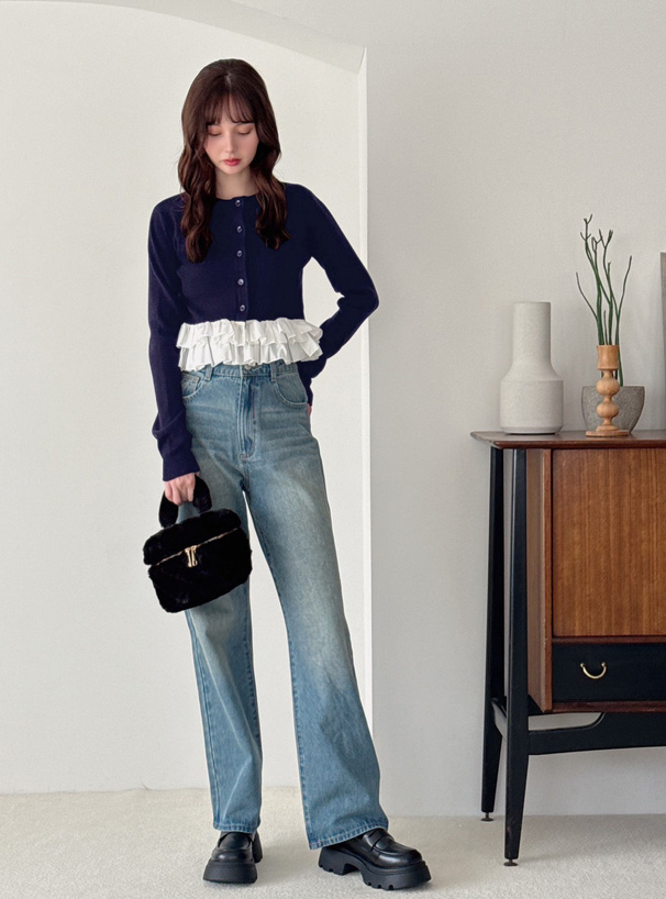 フリルドッキングニットカーディガン[an1835] | レディース