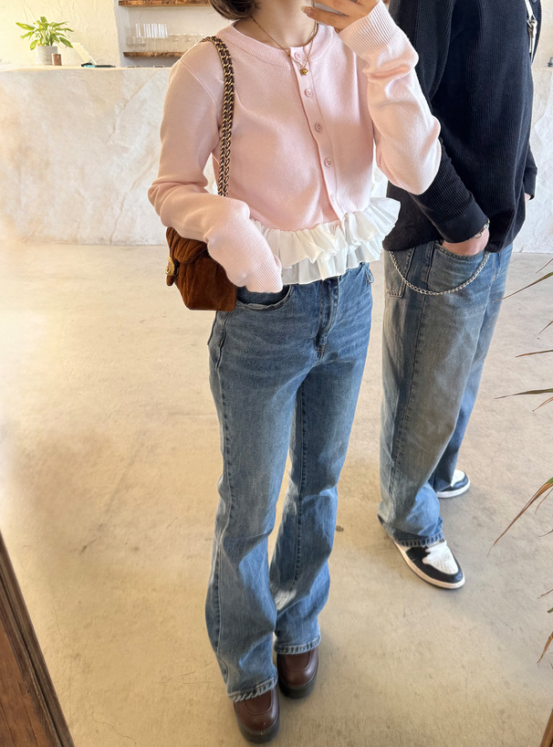 フリルドッキングニットカーディガン