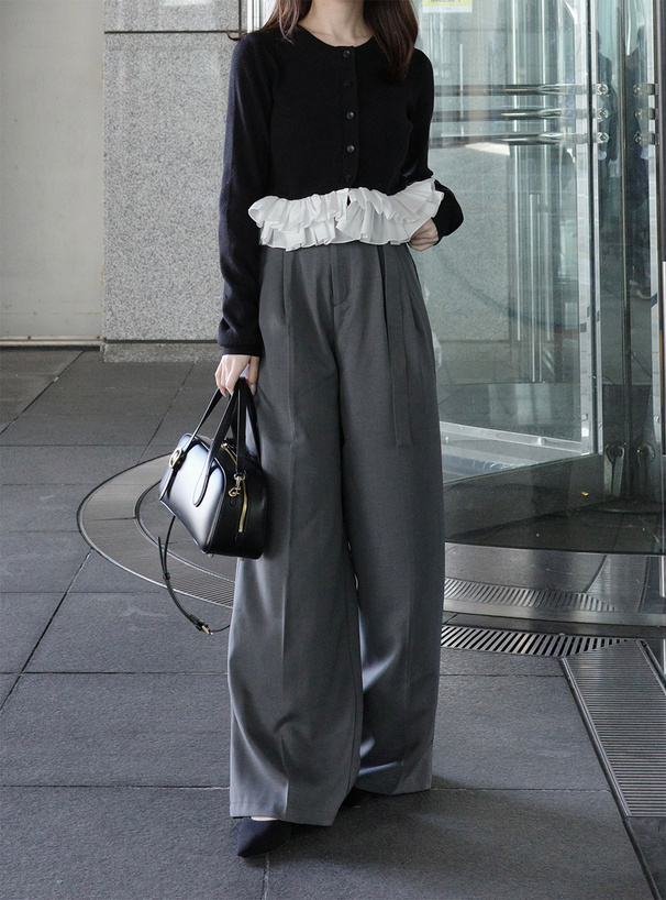 フリルドッキングニットカーディガン