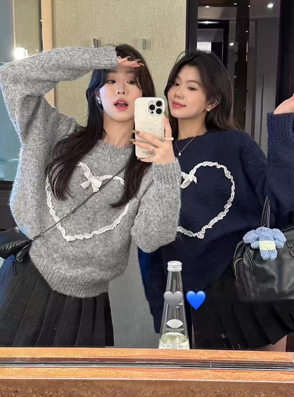 レースリボンハートニットトップス[an1836] | レディースファッション