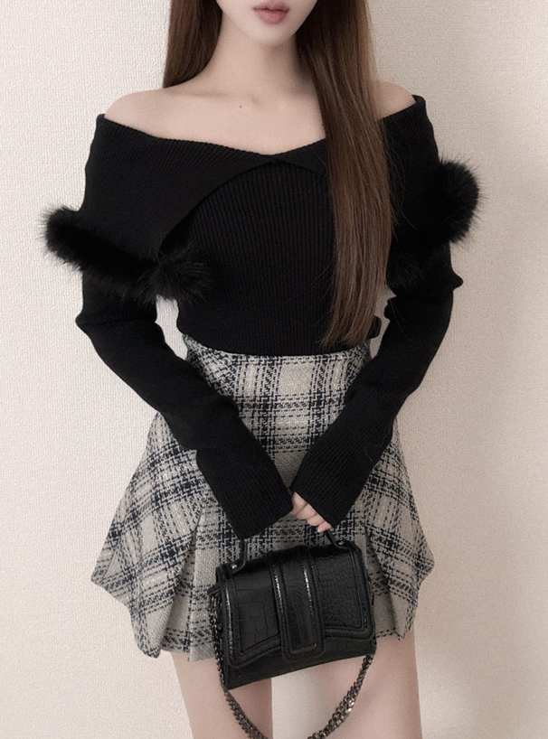 トップス K ファーケープリブニットトップス[an1841] | レディースファッション