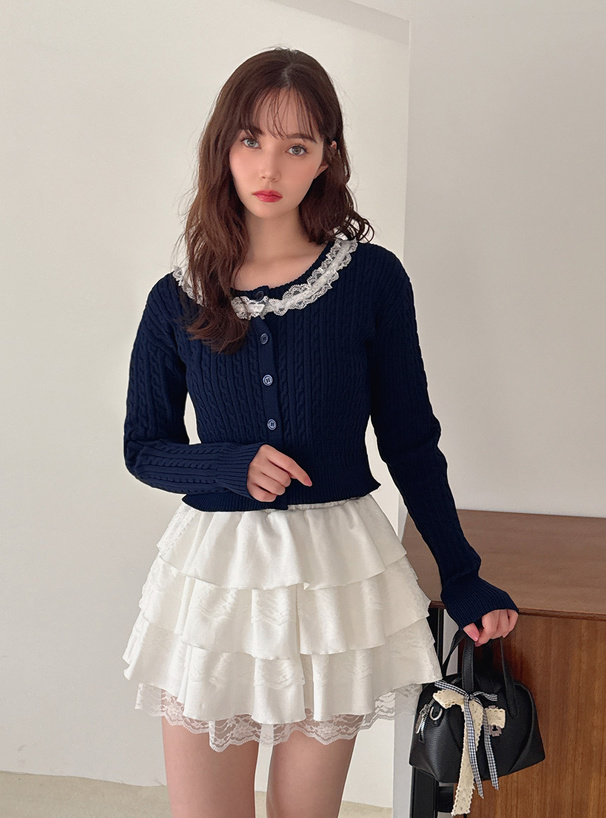 ケーブル編みレースニットカーディガン[an1842] | レディース