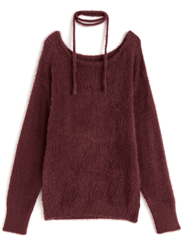 タイ付きシャギーニットトップス[an1843]