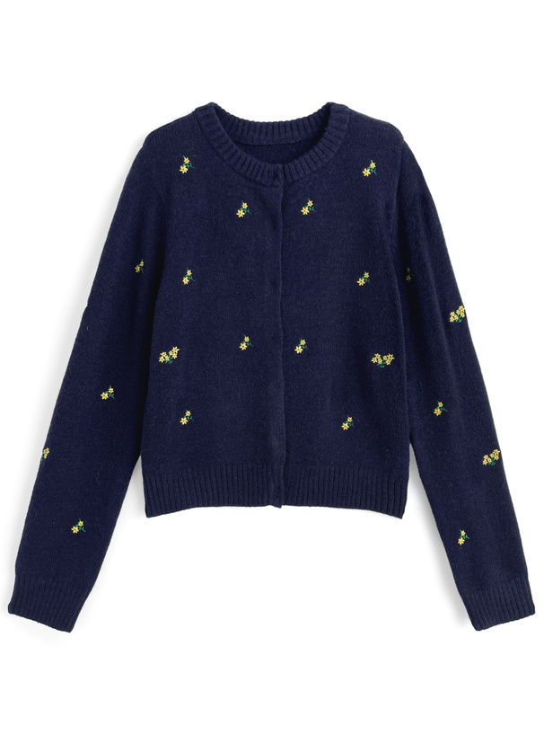 フラワー刺繍ニットカーディガン[an1850]